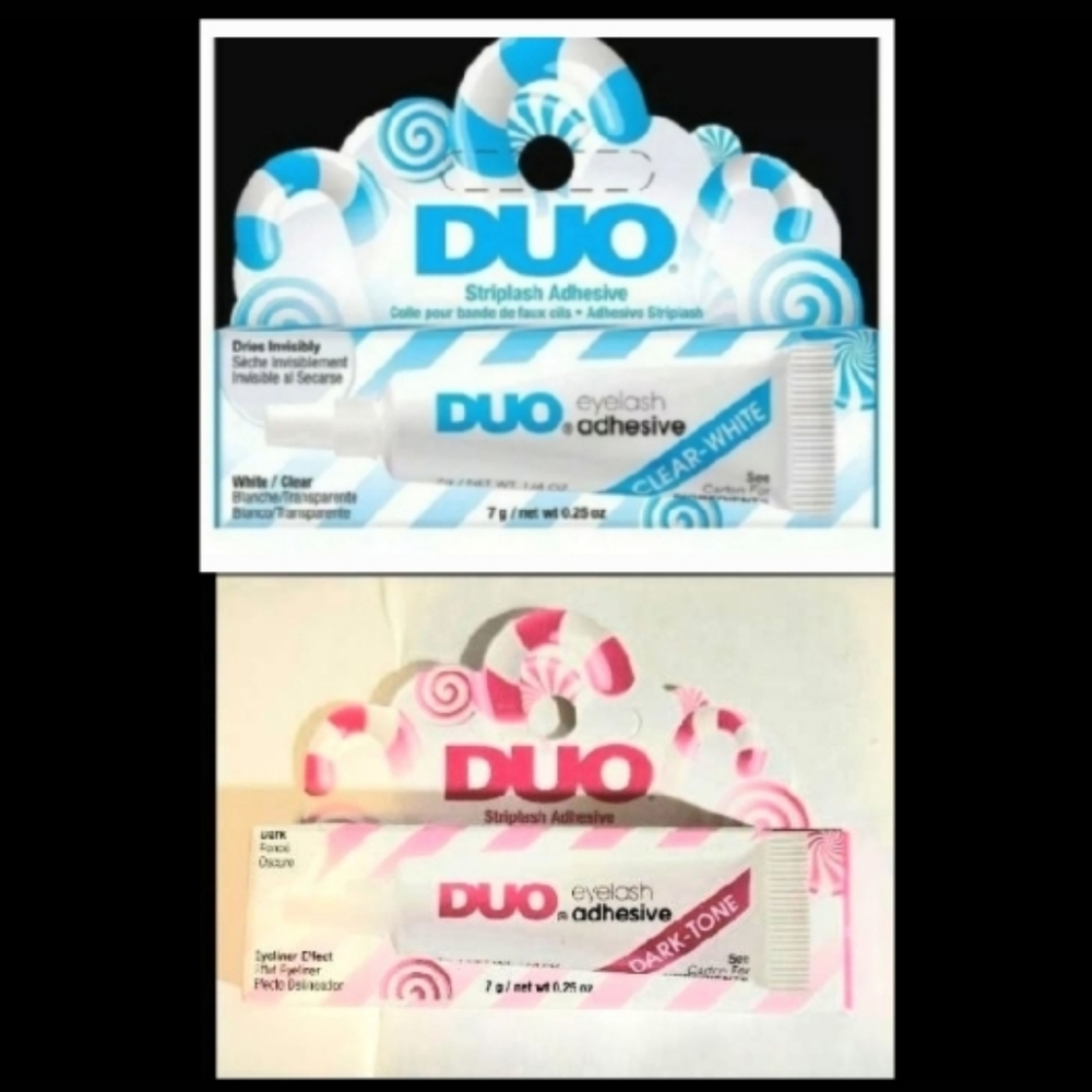 : 2New 0.25 oz Duo eyelash glue adhesive  striplash White Clear dries invisible
